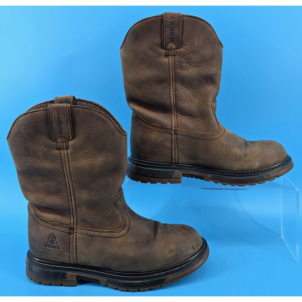 Rocky Kids Ride FLX Waterproof Western Boot Sz 5M Brown Leather Western Insulate